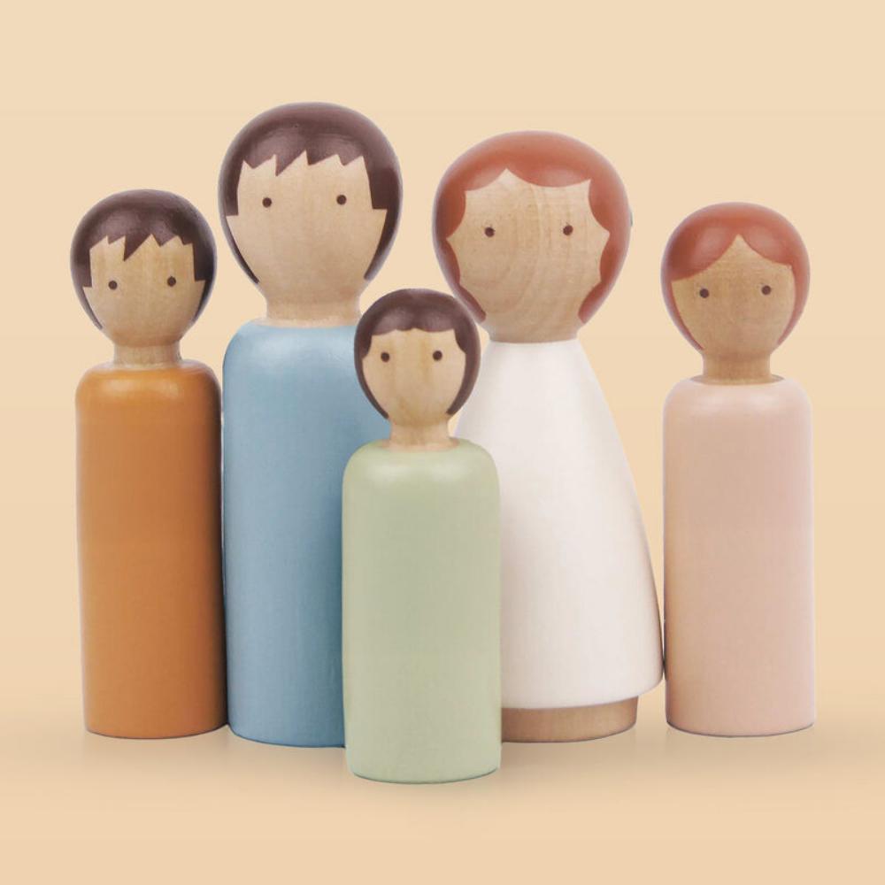 Le Toy Van Dubois Wooden Family Dolls 5 Piece Peg Doll Set FSC Wood 3+ Years