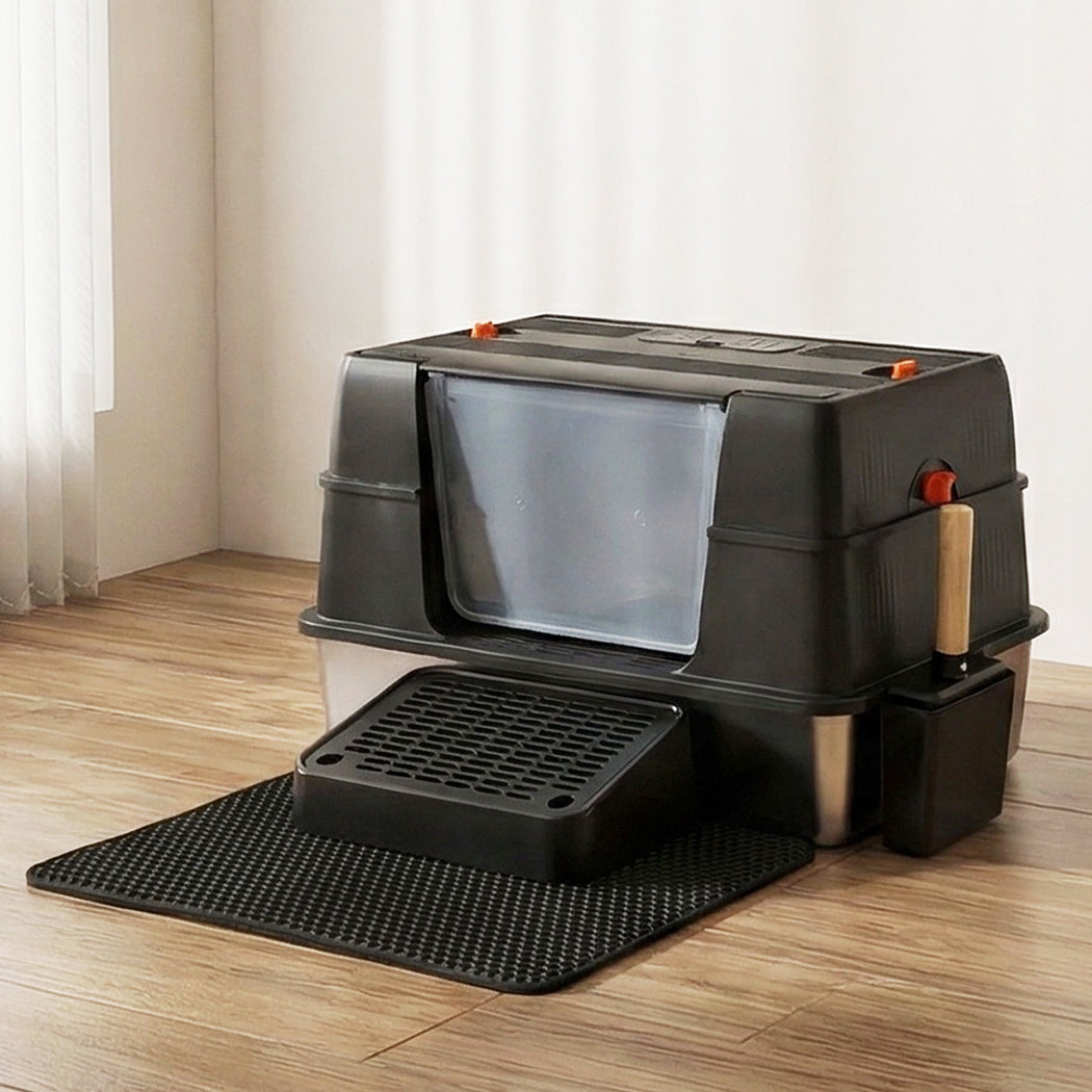 Pawz Cat Litter Box Stainless Steel Large Enclosed Odor Defensive High Sided-2050056784202305542