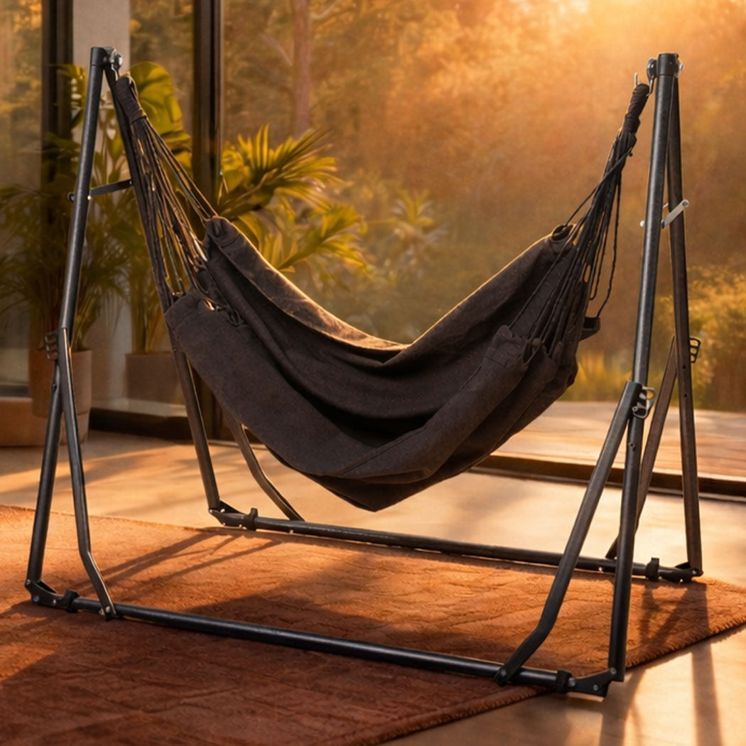 Mountview Foldable Hammock Hanging Chair with Stand Portable 3 Gear Adjustable-2065254296538189830