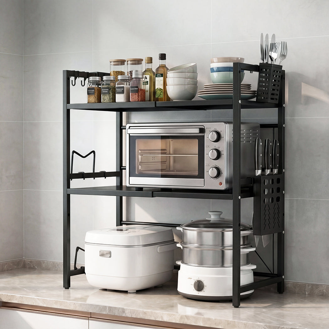 Toque Microwave Shelf 3 Tier Adjustable Extendable Kitchen Storage Rack Stand-2061251871129079814