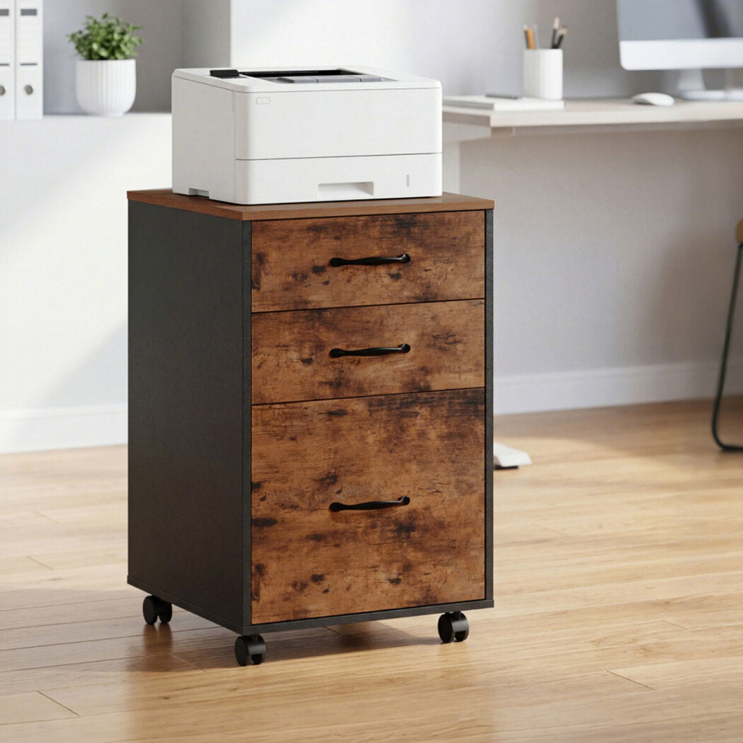 Levede 3-Drawer File Cabinet Mobile Filing Storage Cabinet Organiser Home Office-2050056775276826630