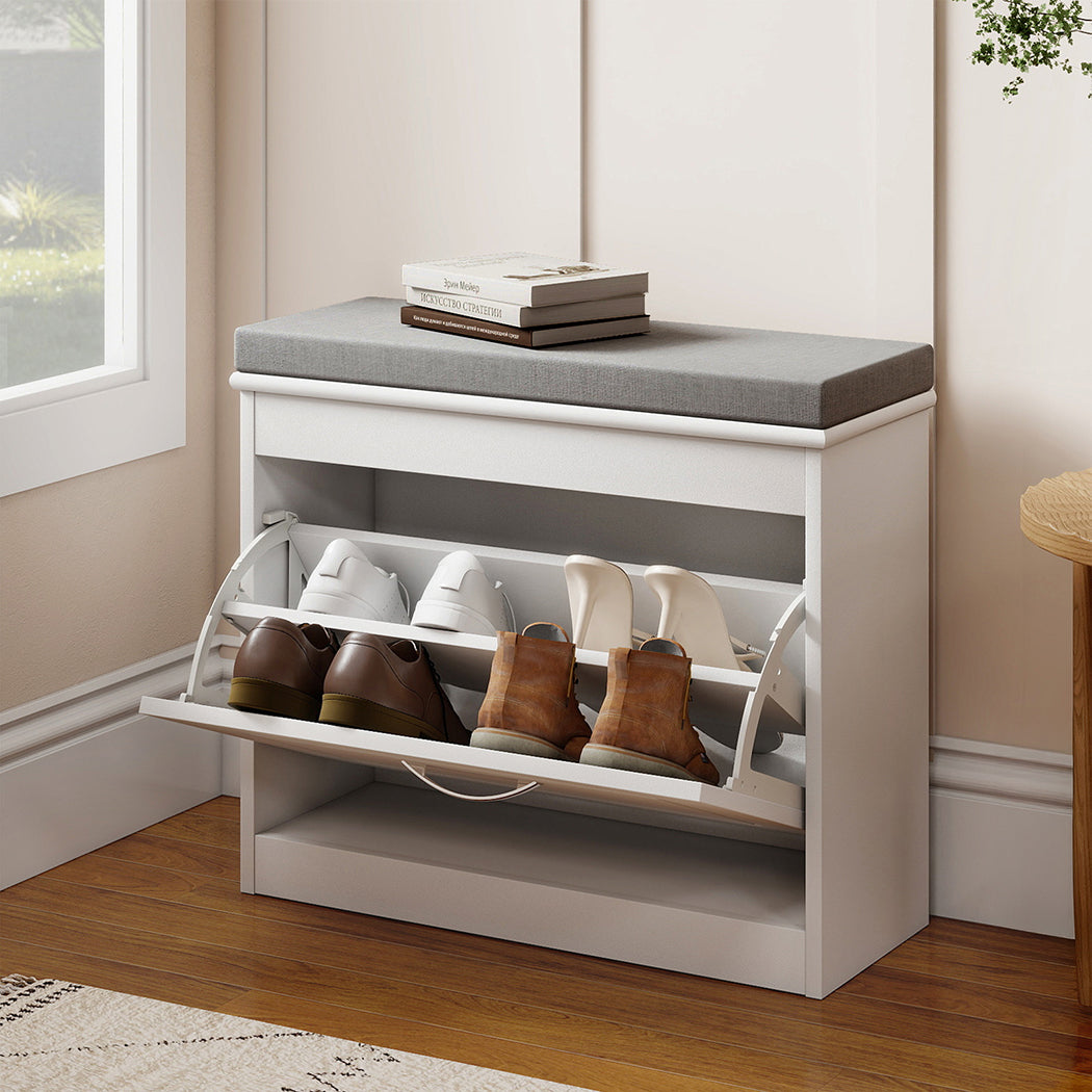 Levede 60cm Shoe Rack Storage Cabinet Bench Cosy Padded Seat Organiser Cupboard-2050056773980786695