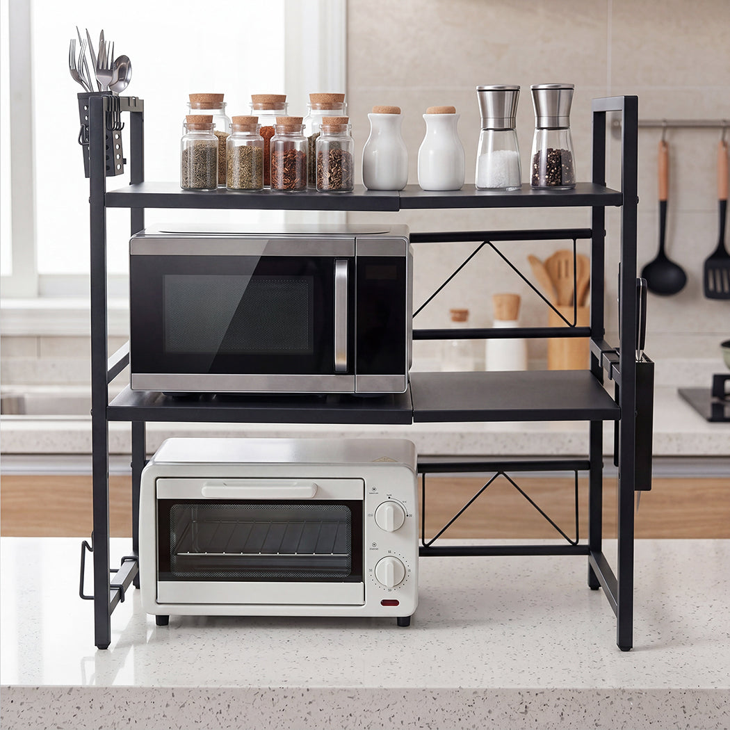Toque Microwave Shelf 3 Tier Adjustable Extendable Kitchen Storage Rack Stand-2061251871129079815
