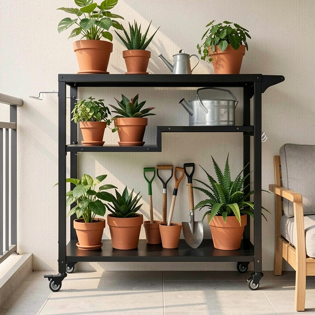 Levede Outdoor Kitchen Cart 3 Tier BBQ Grill Cart Mobile Patio Serving Trolley-2050059021565693959
