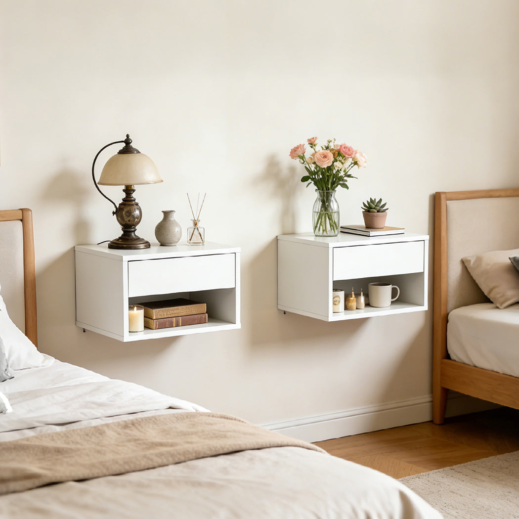 Levede 2 Floating Bedside Tables Side Table Storage Nightstand Bedroom Cabinet-2050056780842668039