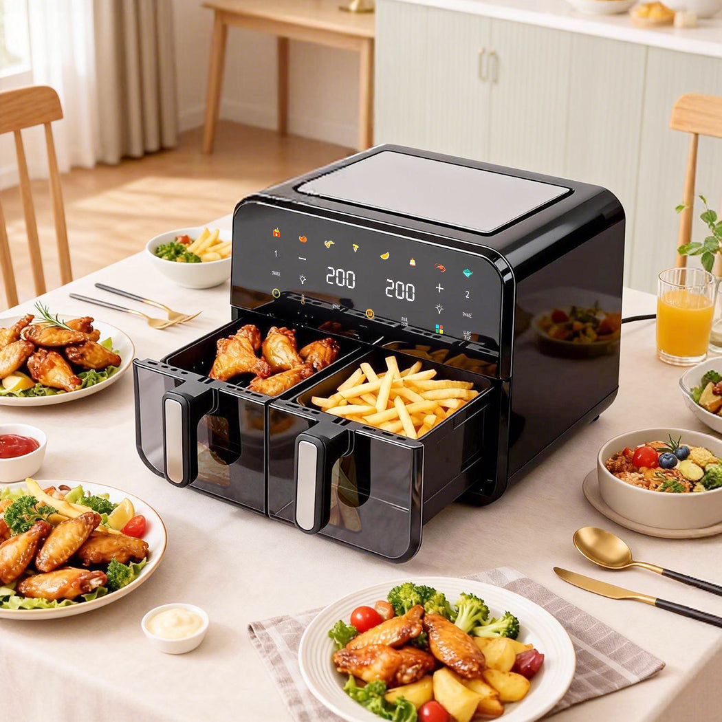 Spector 12L Dual Basket Air Fryer Electric Digital Touchscreen Oil Free Family-2065254300665384967