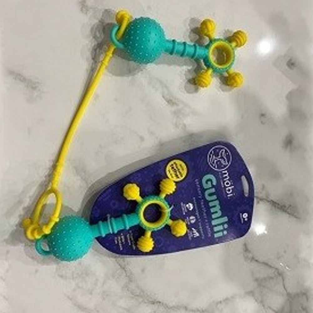Mobi Gumlii Sensory Teether Baby Toy Food Grade Silicone Rattle Chewy Nubs