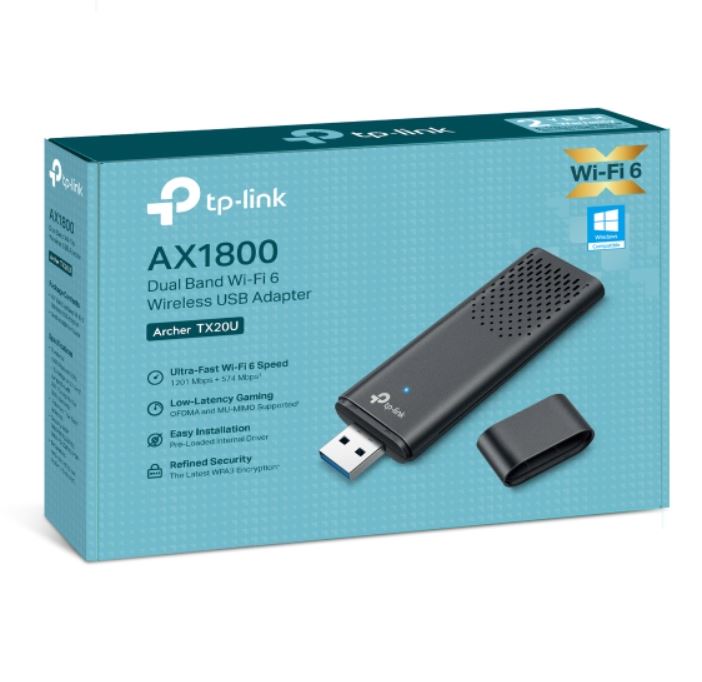 TP-Link Archer TX20U AX1800 Dual Band Wi-Fi 6 Wireless USB Adapter, 1201 Mbps at 5 GHz + 574 Mbps at 2.4 GHz, MU-MIMO, OFDMA, WPA3