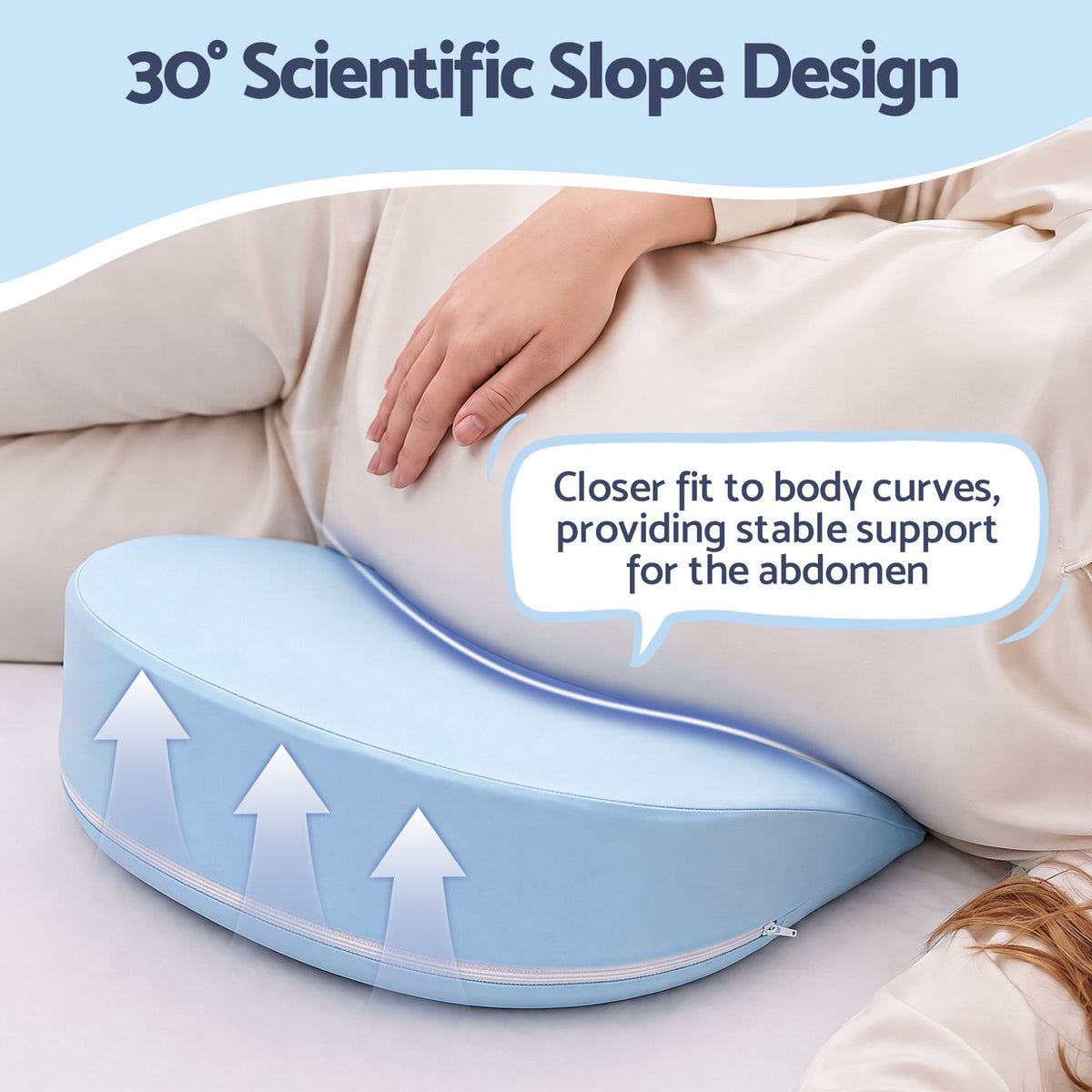 Giselle Memory Foam Pregnancy Pillow Adjustable Concave Curve Blue