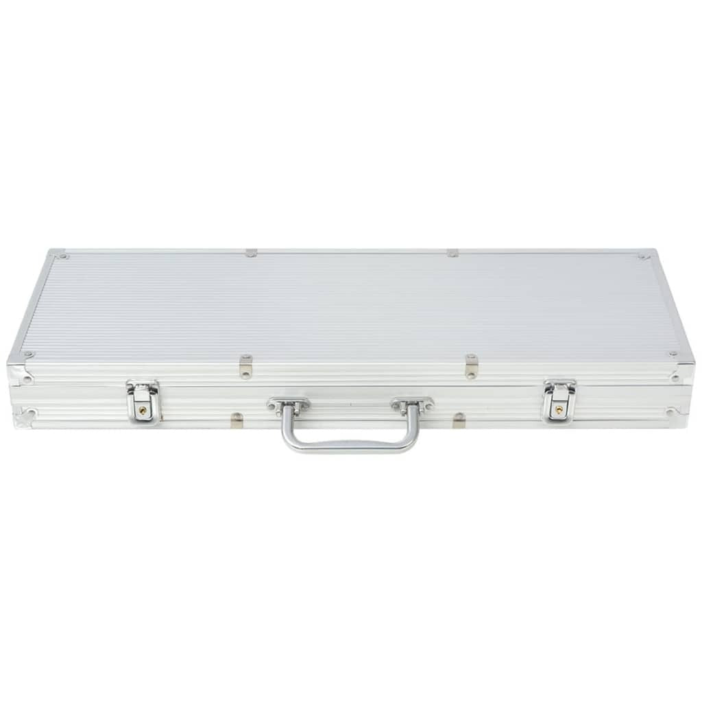 Poker Set 500 Laser Chips Aluminium Case Casino Game Night Silver