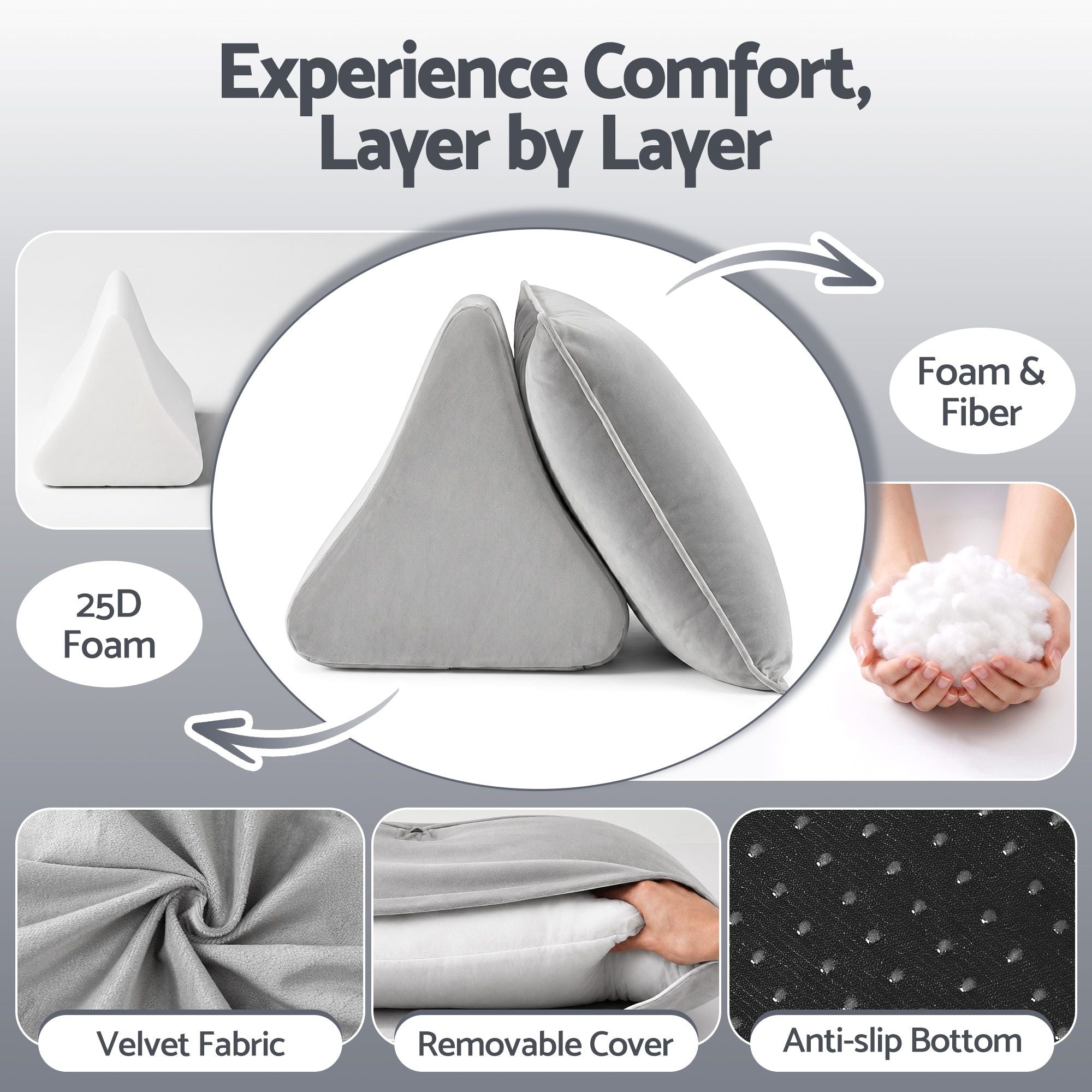 Giselle Bedding Back Pillow No-Collapse Ergonomic Lumbar Shredded Sponge Velvet