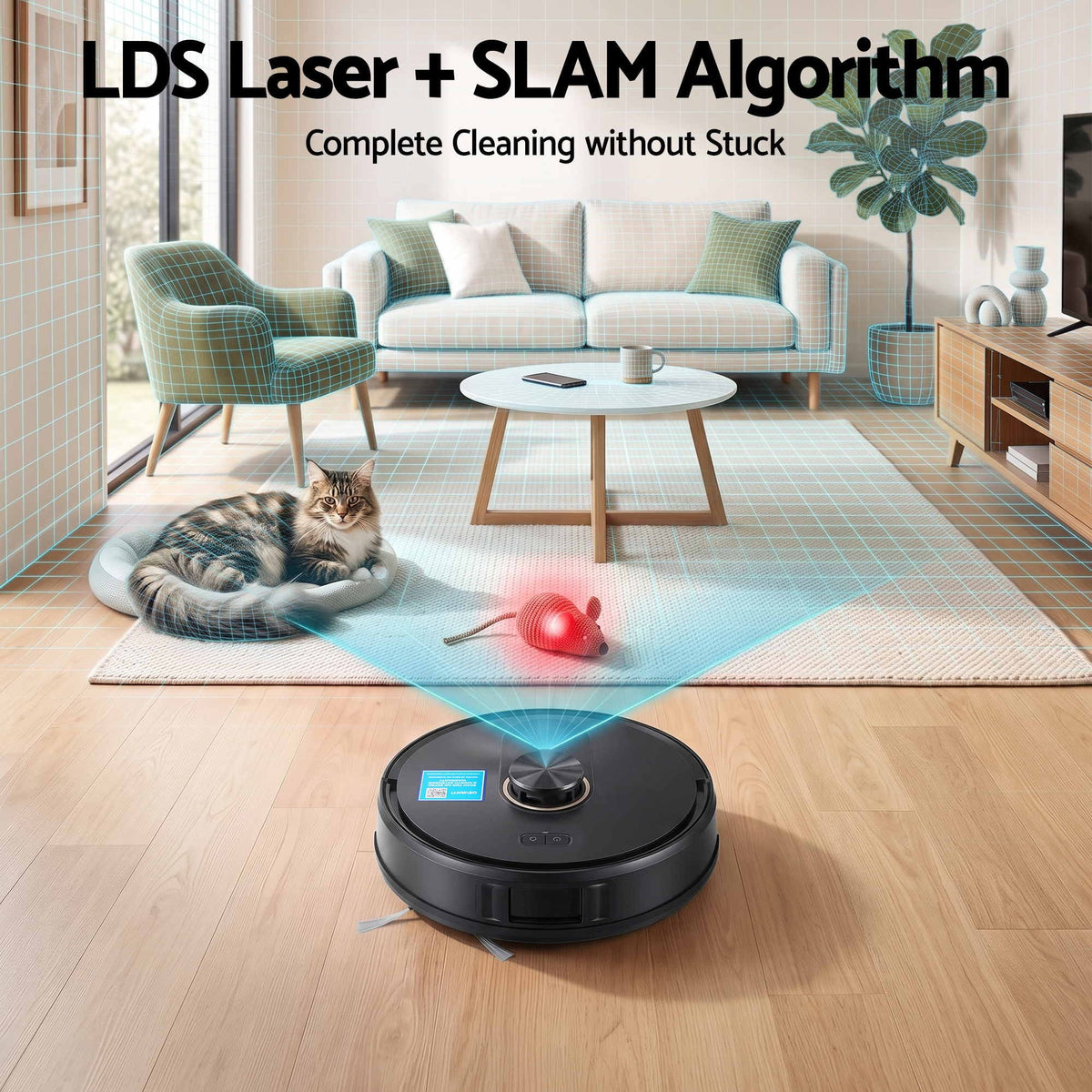 DEVANTI 3in1 Robot Vacuum and Mop, Self-Empty APP Control 6000Pa LDS Laser