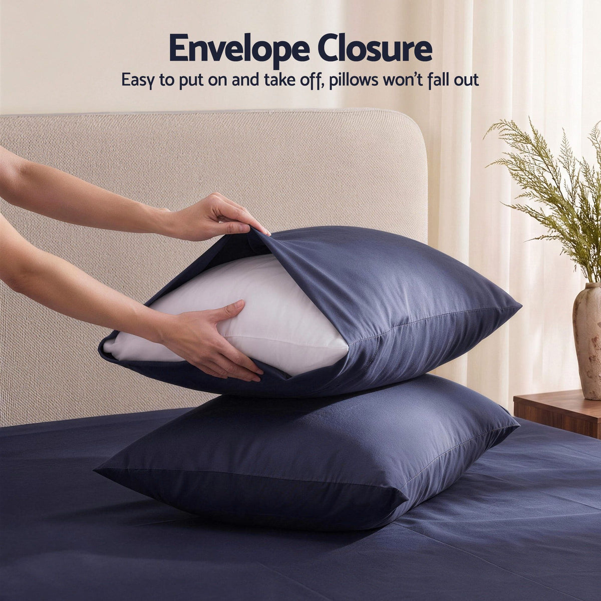 Giselle King 500TC Cotton 4Pcs Sheet Set 40cm Extra Deep Pocket Navy Blue