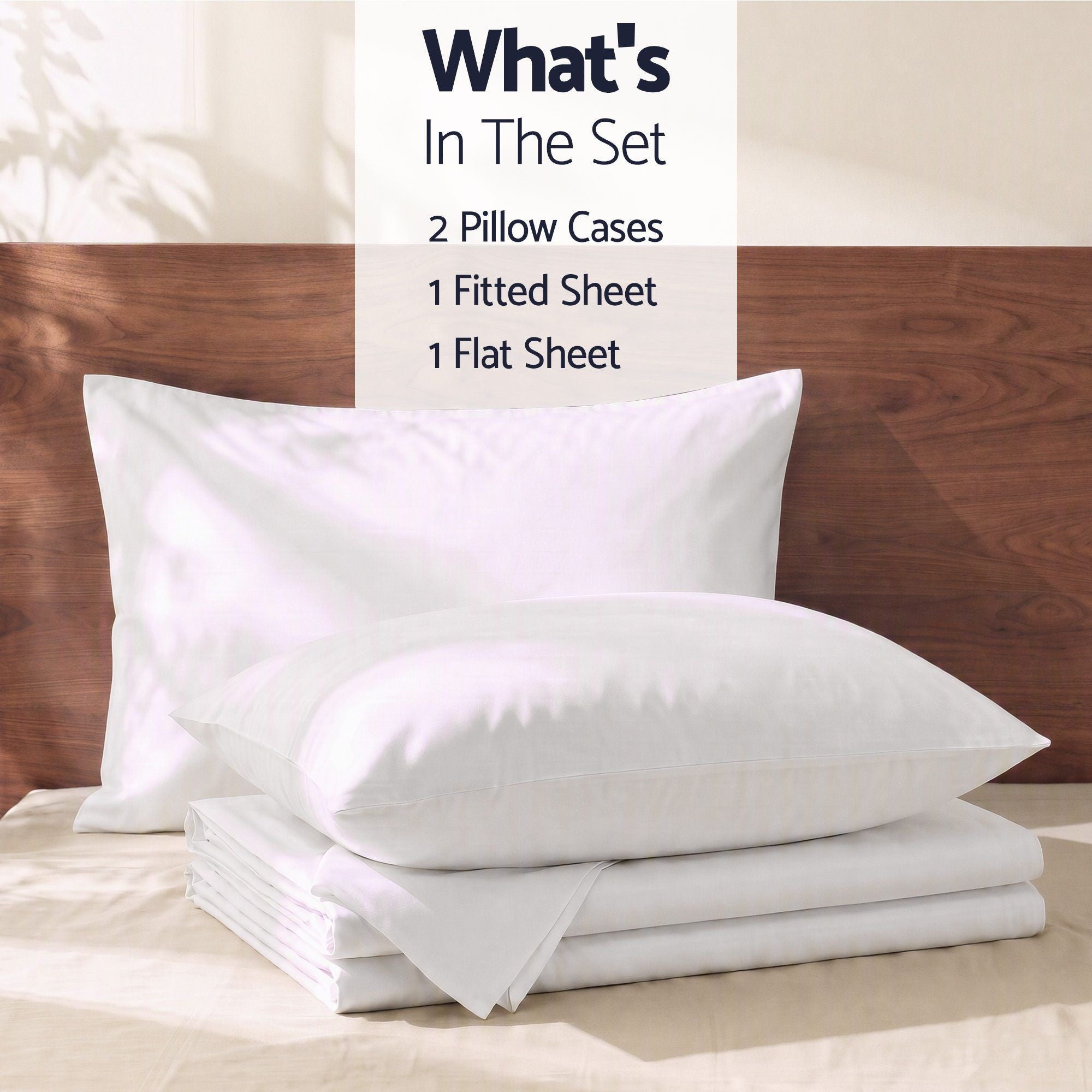 Giselle Double 500TC Cotton 4Pcs Sheet Set 40cm Extra Deep Pocket White