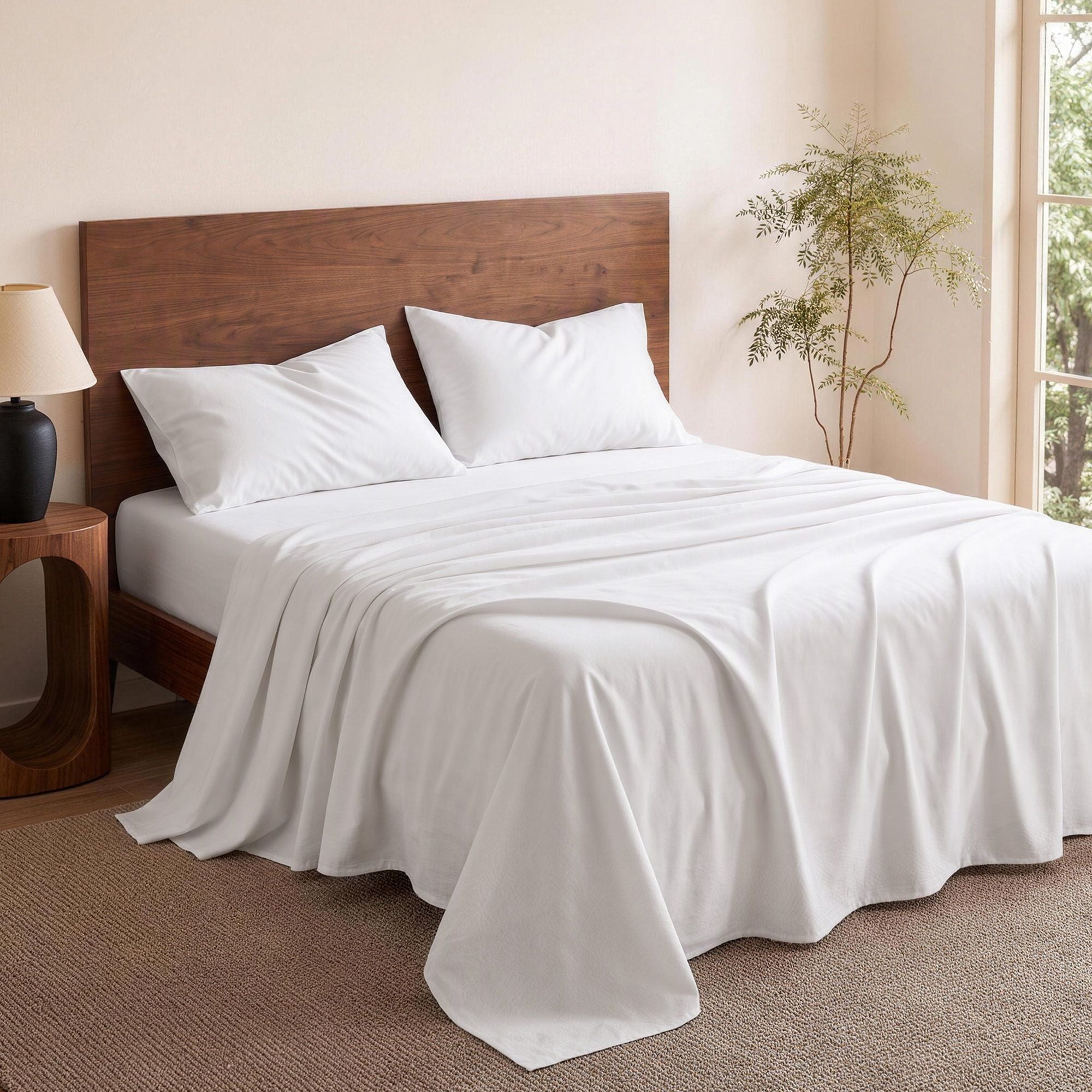 Giselle Double 500TC Cotton 4Pcs Sheet Set 40cm Extra Deep Pocket White