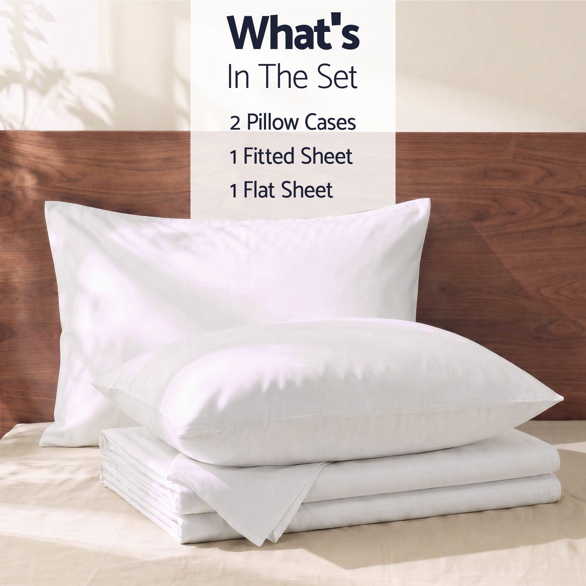 Giselle Single 500TC Cotton 4Pcs Sheet Set 40cm Extra Deep Pocket White