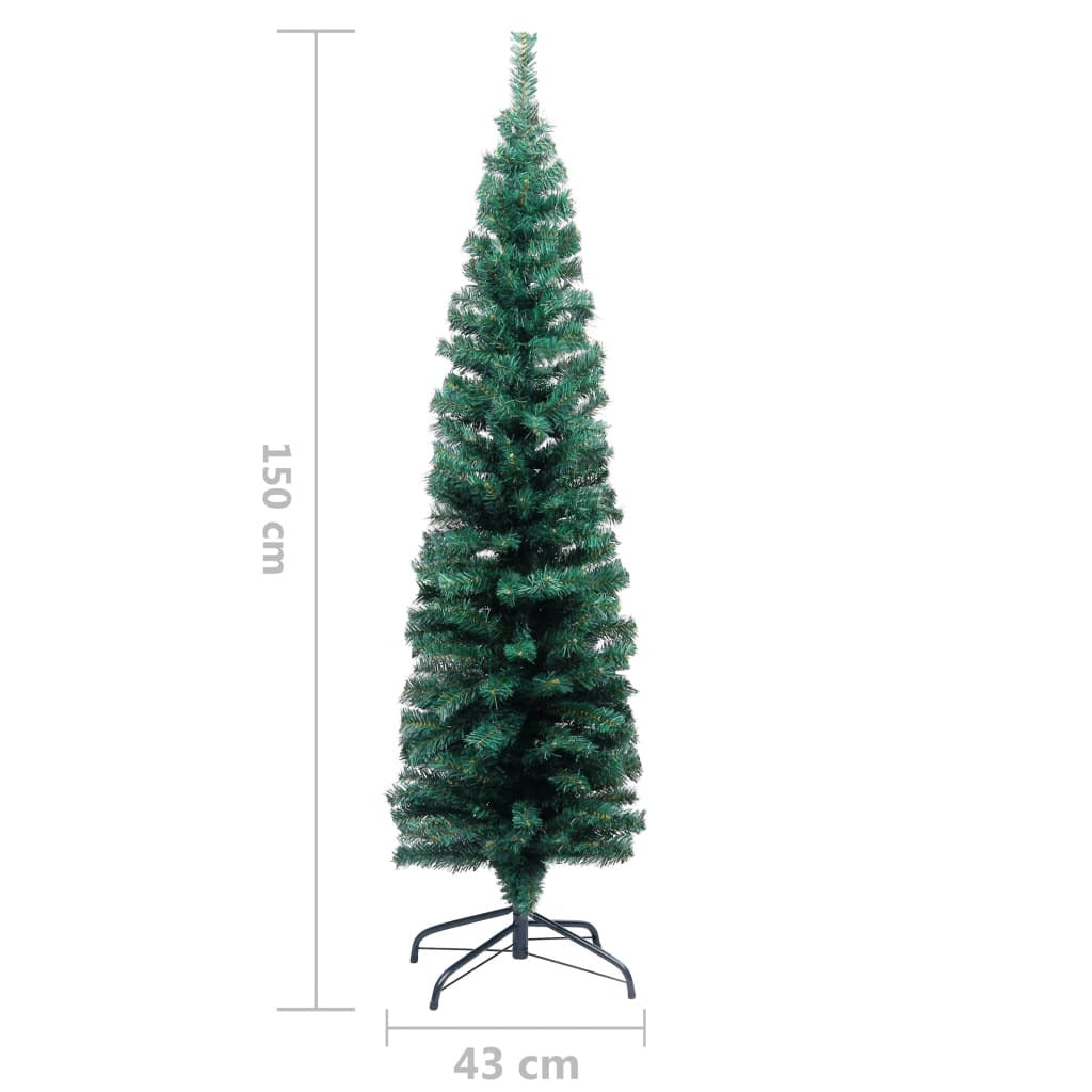 Slim Artificial Christmas Tree 150cm PVC Steel Stand Xmas Decor Green