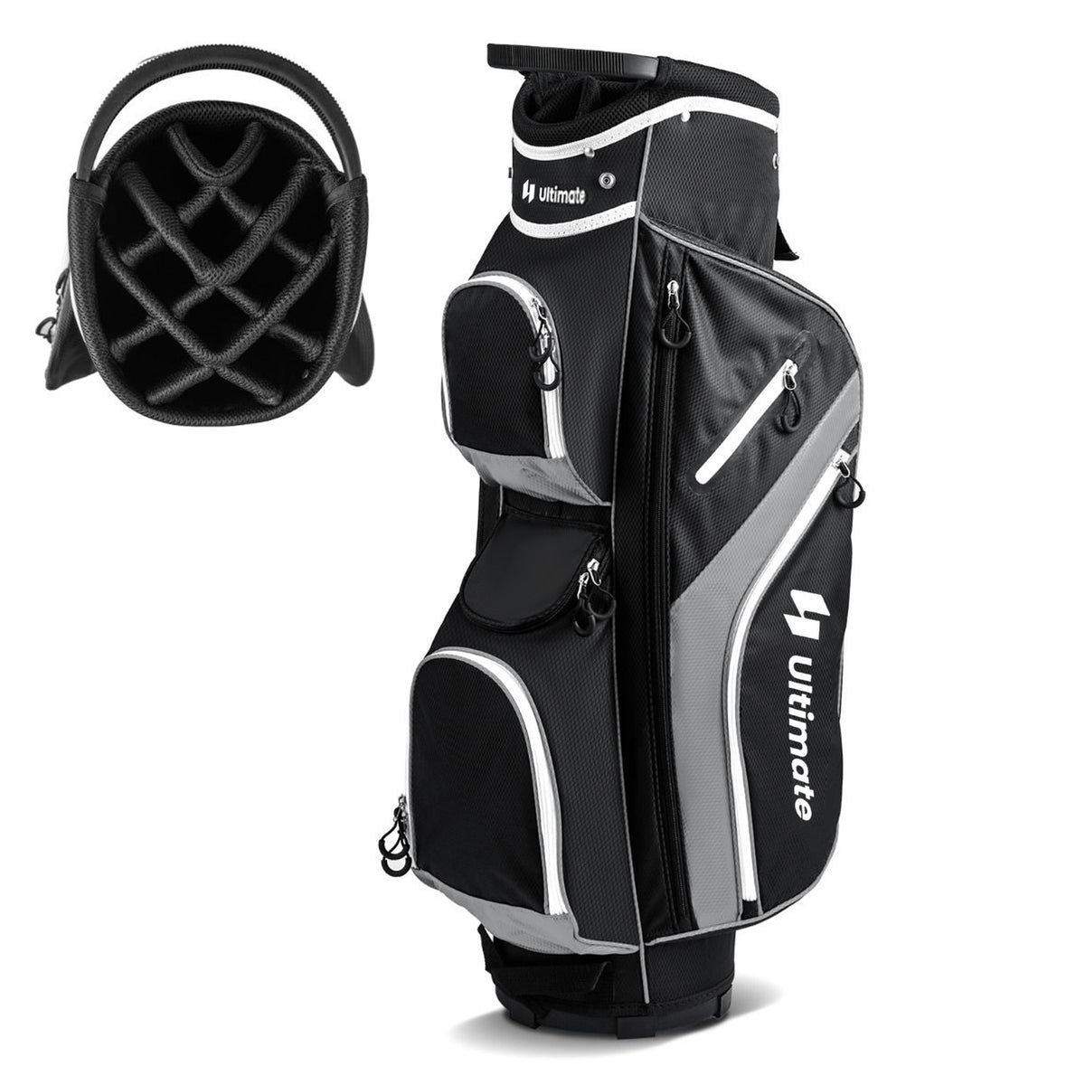 Golf Cart Bag with 14 Way Top Dividers 9 Pockets and Cooler Bag Sports Gear