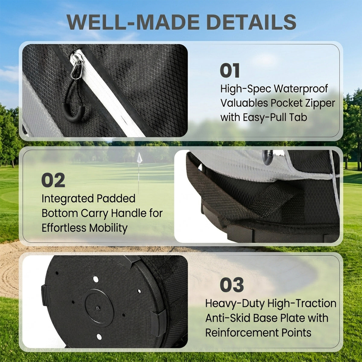 Golf Cart Bag with 14 Way Top Dividers 9 Pockets and Cooler Bag Sports Gear