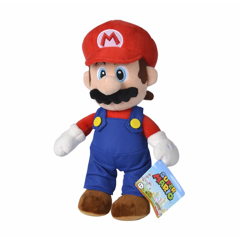 Super Mario Nintendo 30cm Plush Authentic Soft Toy Embroidered Blue & Red