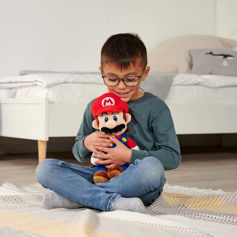 Super Mario Nintendo 30cm Plush Authentic Soft Toy Embroidered Blue & Red