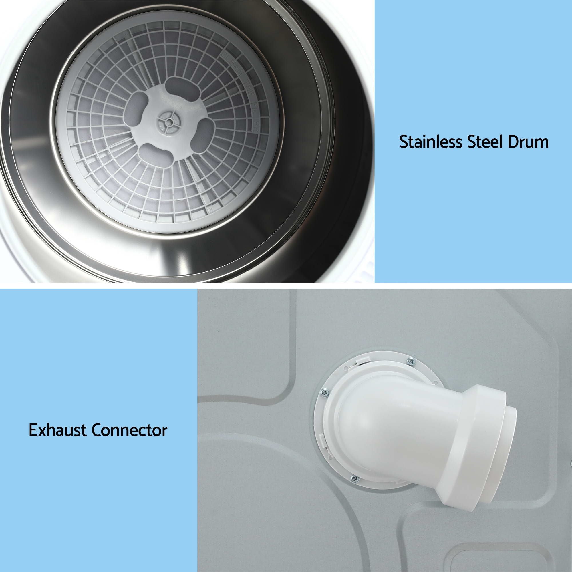 Devanti 6kg Tumble Dryer, Intelligent Touch Screen Clothes Dryer with 4 Drying Modes Stainless Steel Drum, 54x60x67.5cm