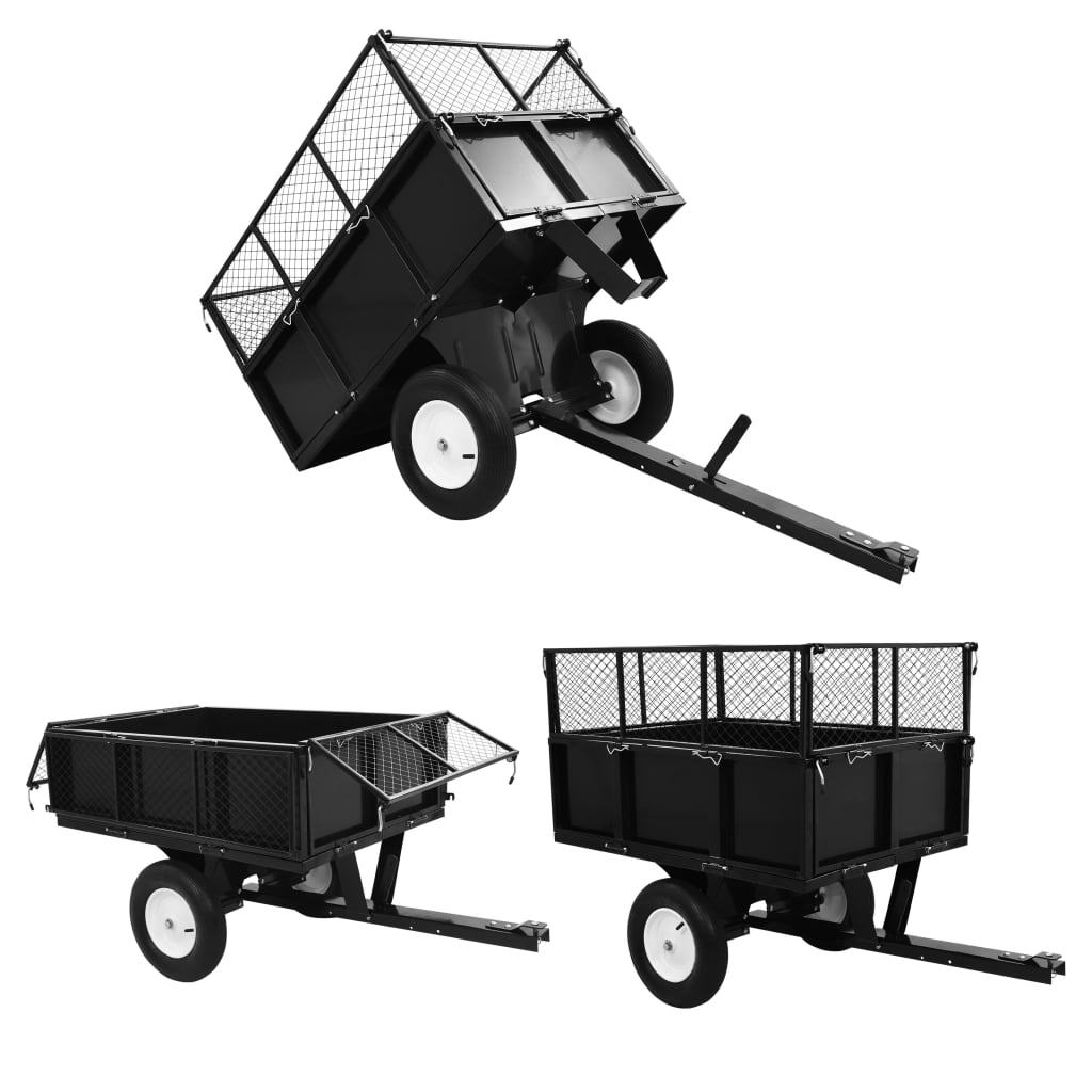Tipping Trailer for Lawn Mower 300kg Load Capacity Garden Cart Tow Behind