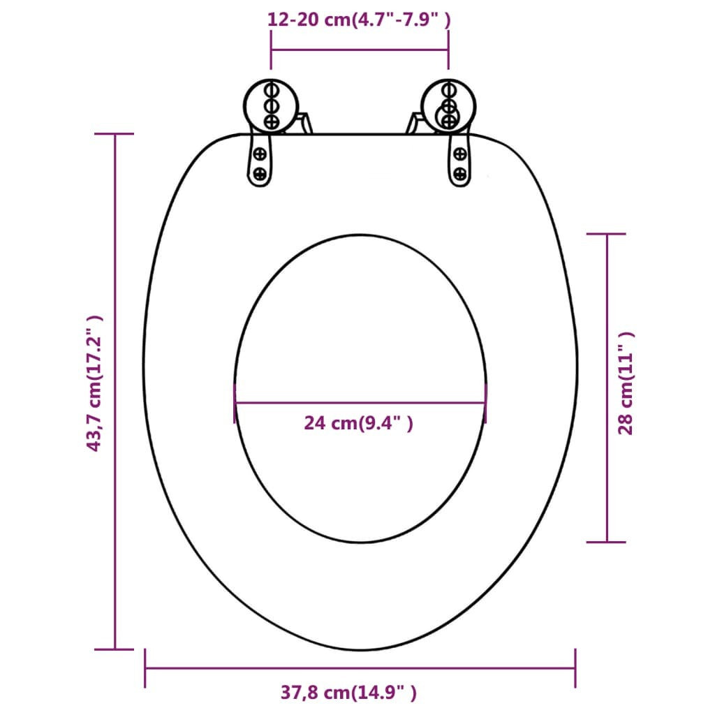 Toilet Seat with Hard Close Lid MDF Adjustable Hinges Bathroom Old Wood