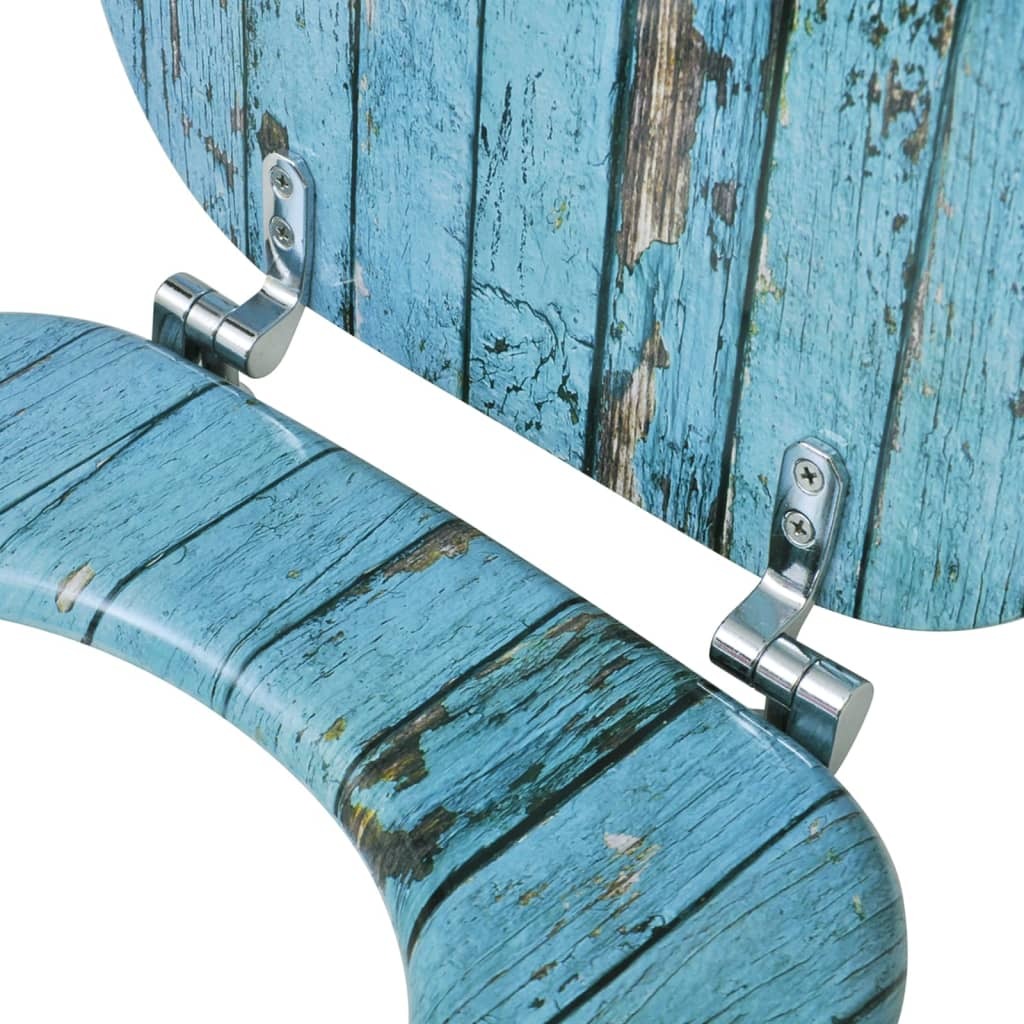 Toilet Seat with Hard Close Lid MDF Adjustable Hinges Bathroom Old Wood