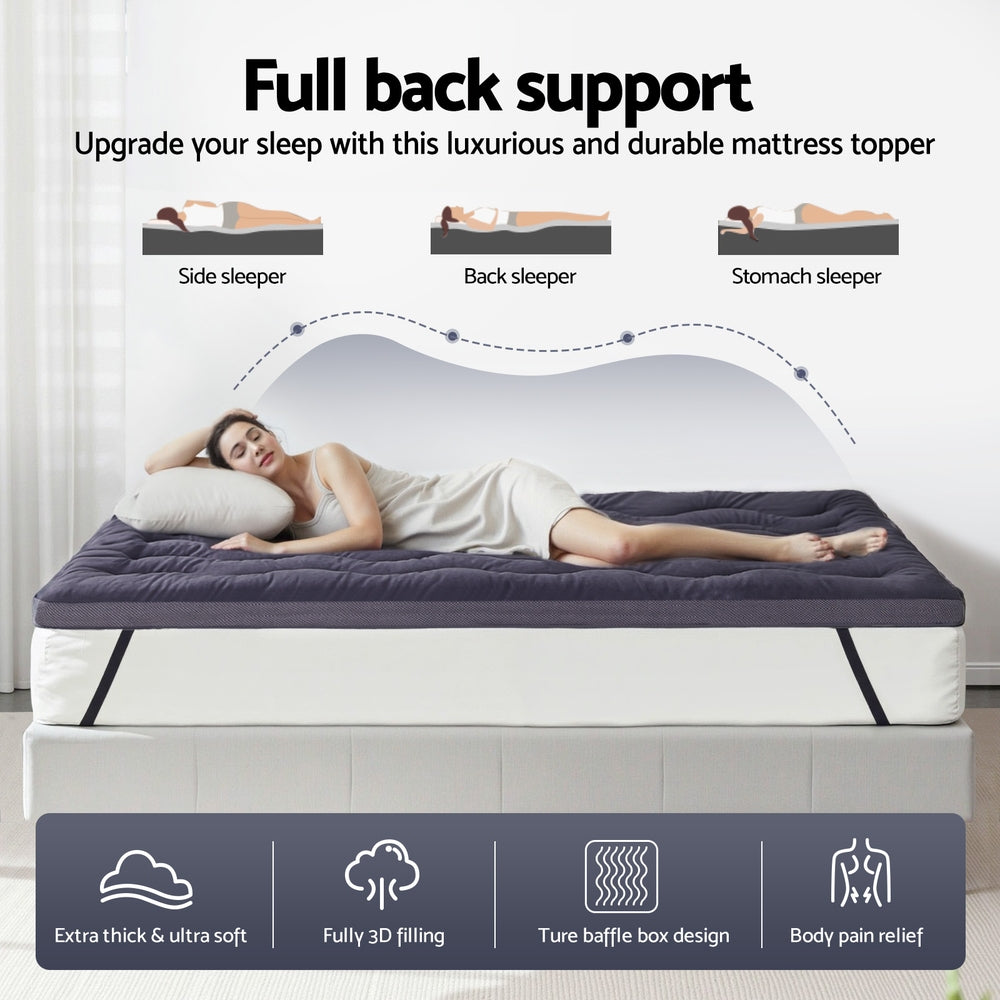Giselle 5cm Mattress Topper Pillowtop toppers Bamboo Charcoal King Single