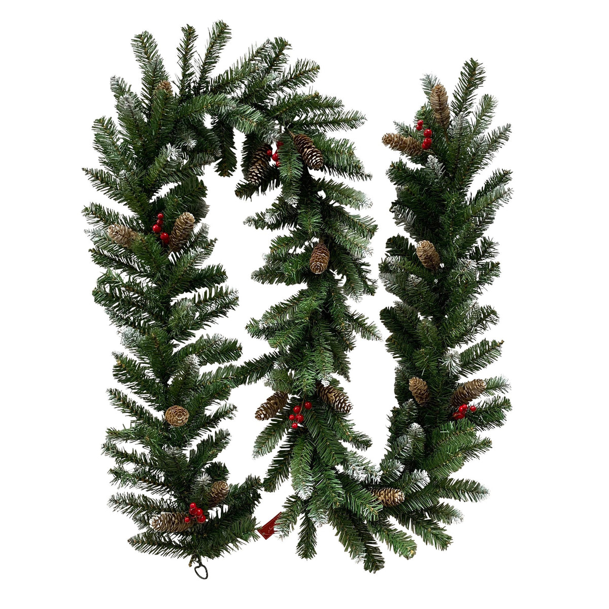 Christmas Garland 2.7m Pine Cones Red Berries Frosted Tips Pine Tree Decoration