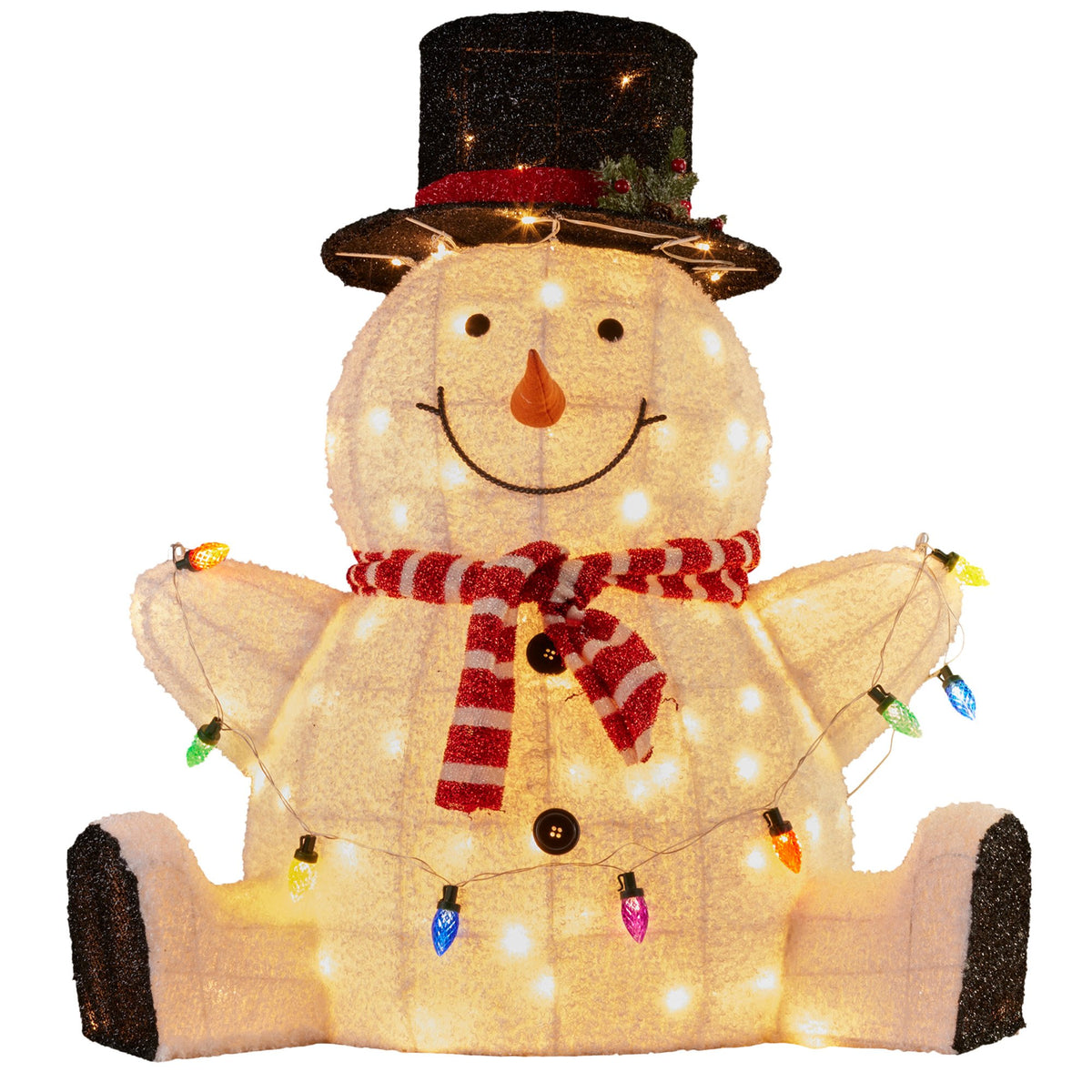 Sitting Snowman Christmas Display 82cm 110 Warm White LED Indoor Outdoor Decor
