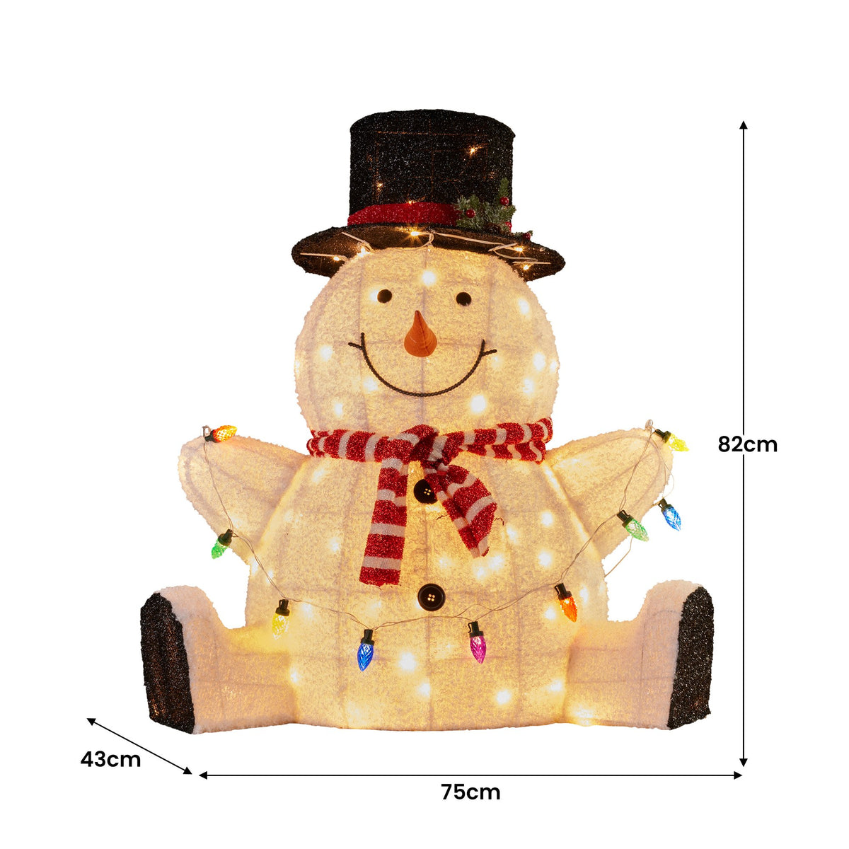 Sitting Snowman Christmas Display 82cm 110 Warm White LED Indoor Outdoor Decor