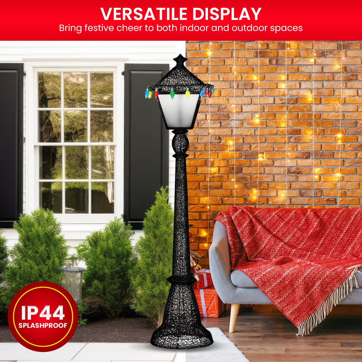 Christmas Lamp Post Display 183cm 140 Warm White LED C9 Lights Indoor Outdoor