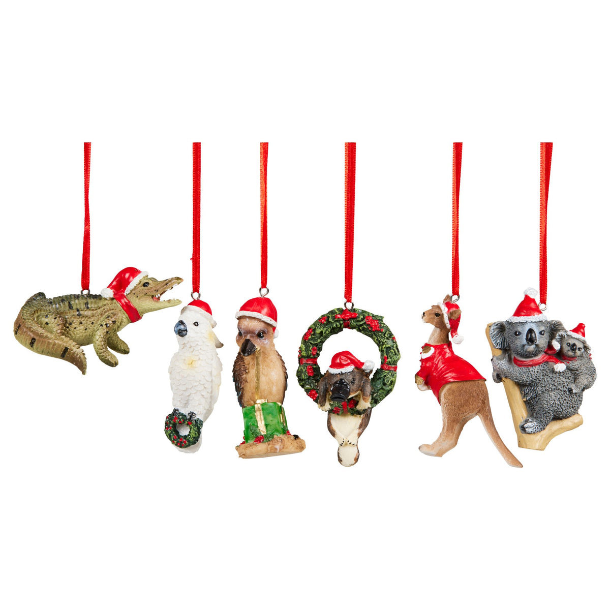 Box of 6 Assorted Aussie Animals Christmas Tree Decorations