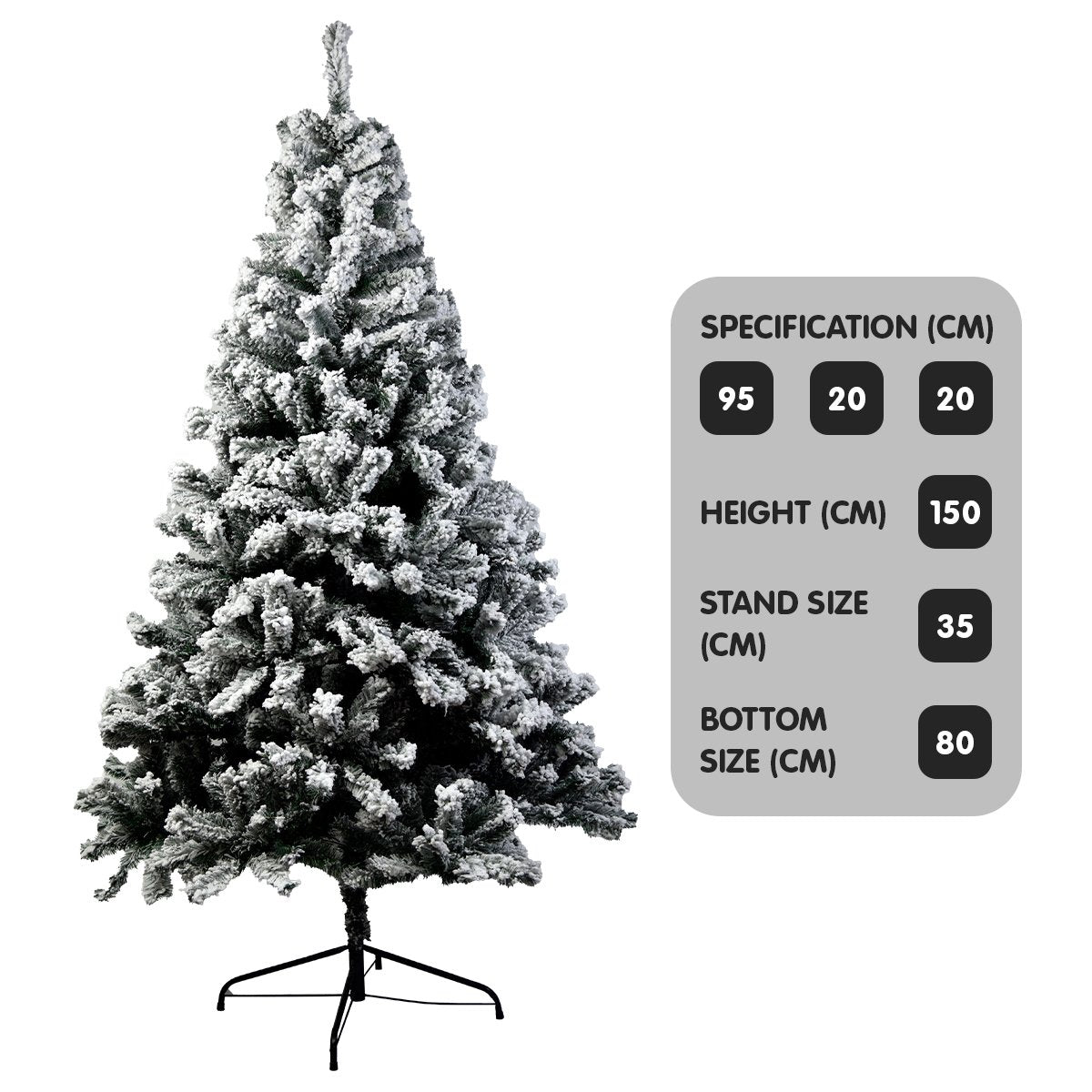 Snow Tipped Artificial Christmas Tree 1.5m 550 Tip Sturdy Metal Stand Xmas Decor