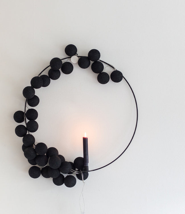 1 Set 20 LED Black 5cm Cotton Ball String Lights Battery