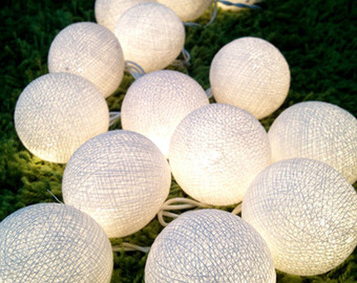 Cotton Ball String Lights LED Battery Powered 20 Balls 5cm 3m White