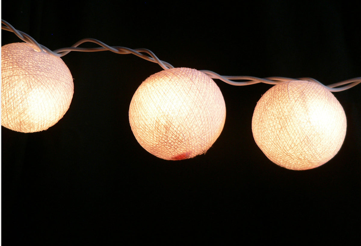 Cotton Ball String Lights LED Battery Powered 20 Balls 5cm 3m White