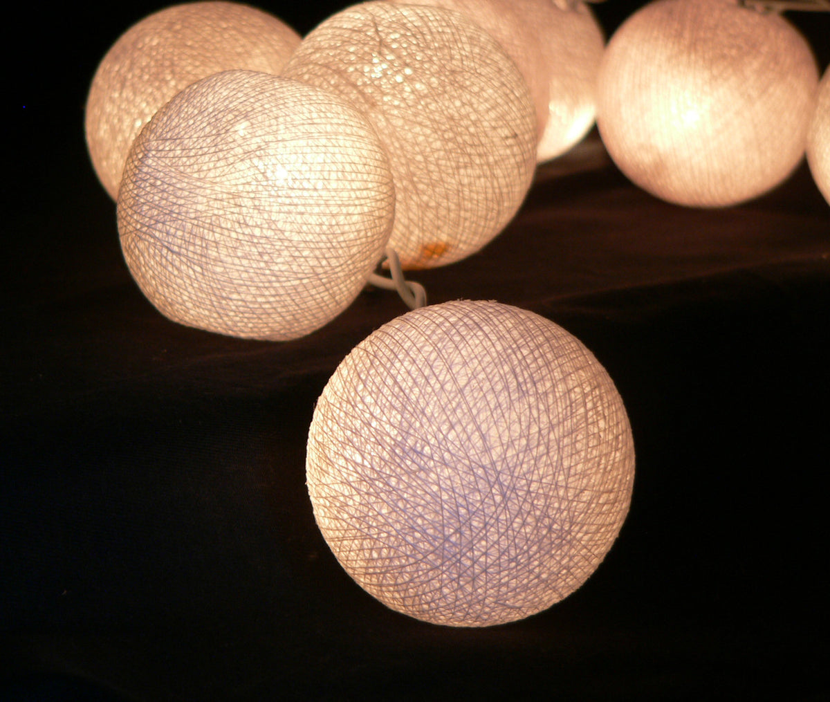 Cotton Ball String Lights LED Battery Powered 20 Balls 5cm 3m White