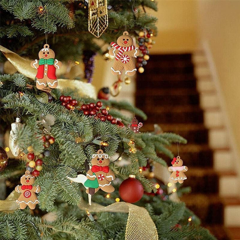 Gingerbread Man Christmas Tree Ornaments Hanging Window Decor 12pcs 7x5cm