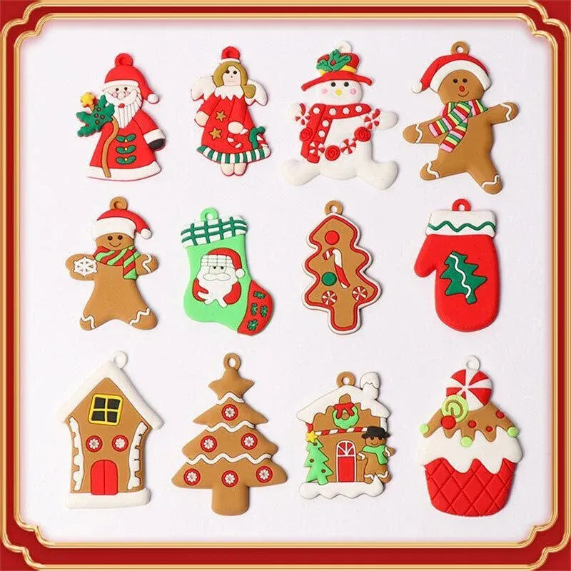Gingerbread Man Christmas Tree Ornaments Hanging Window Decor 12pcs 7x5cm