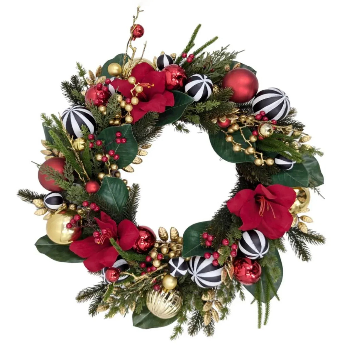Christmas Amaryllis Glow Wreath Door Wall Decoration 60cm