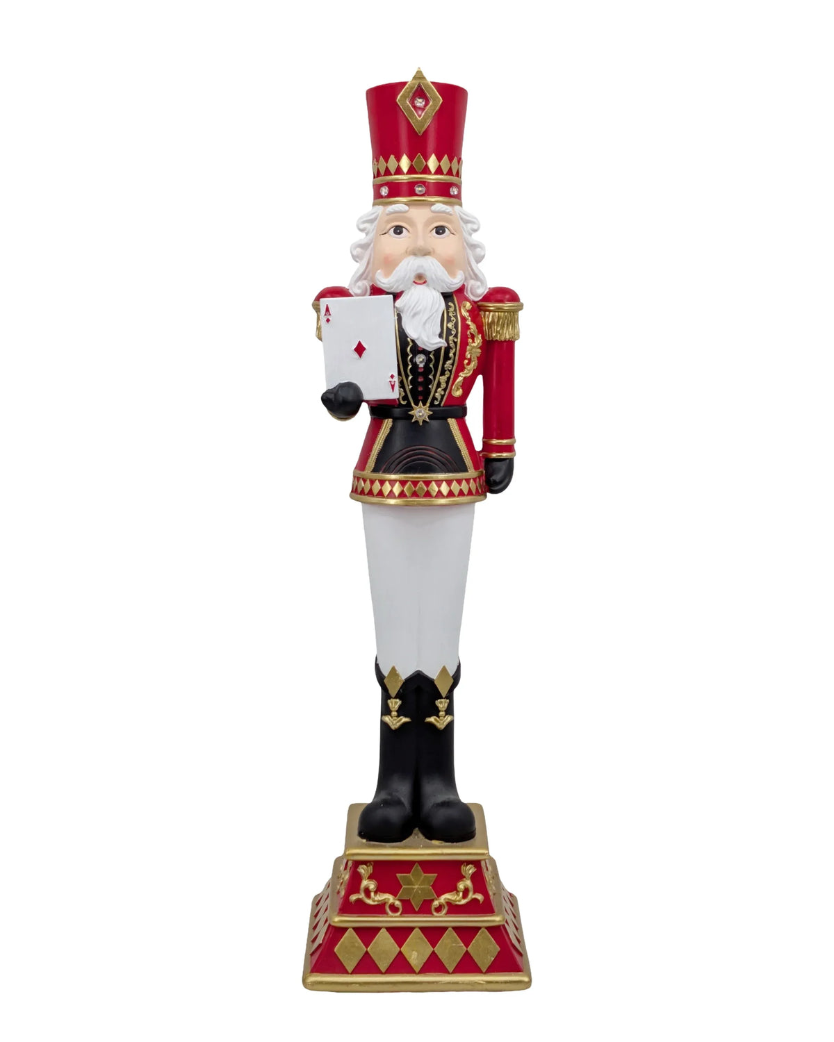 Ace of Diamonds Nutcracker Tall Statement Piece for Christmas Displays 23x23x91cm