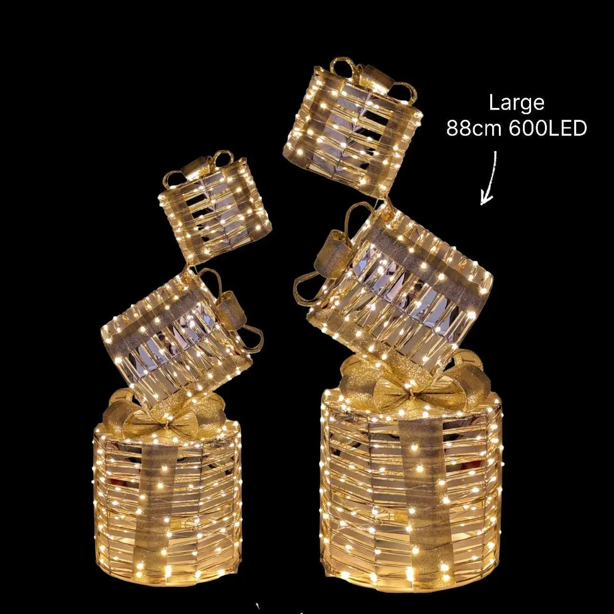 LED Stacked Round Gift Box Christmas Decoration 600 LED 88cm