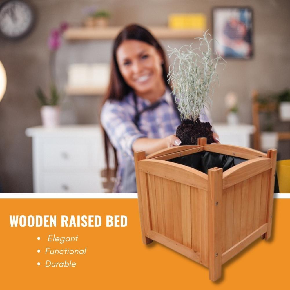 Wooden Raised Bed 30 x 30 x 30 cm Set of 2