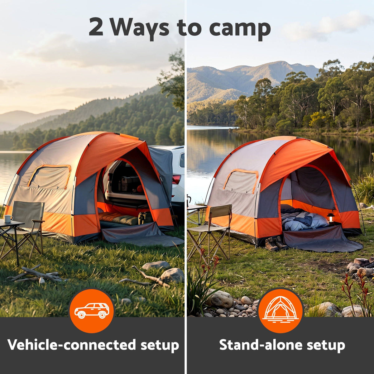 Weisshorn Camping Tent SUV Family Car Tent 6-8 Person 250cm Orange