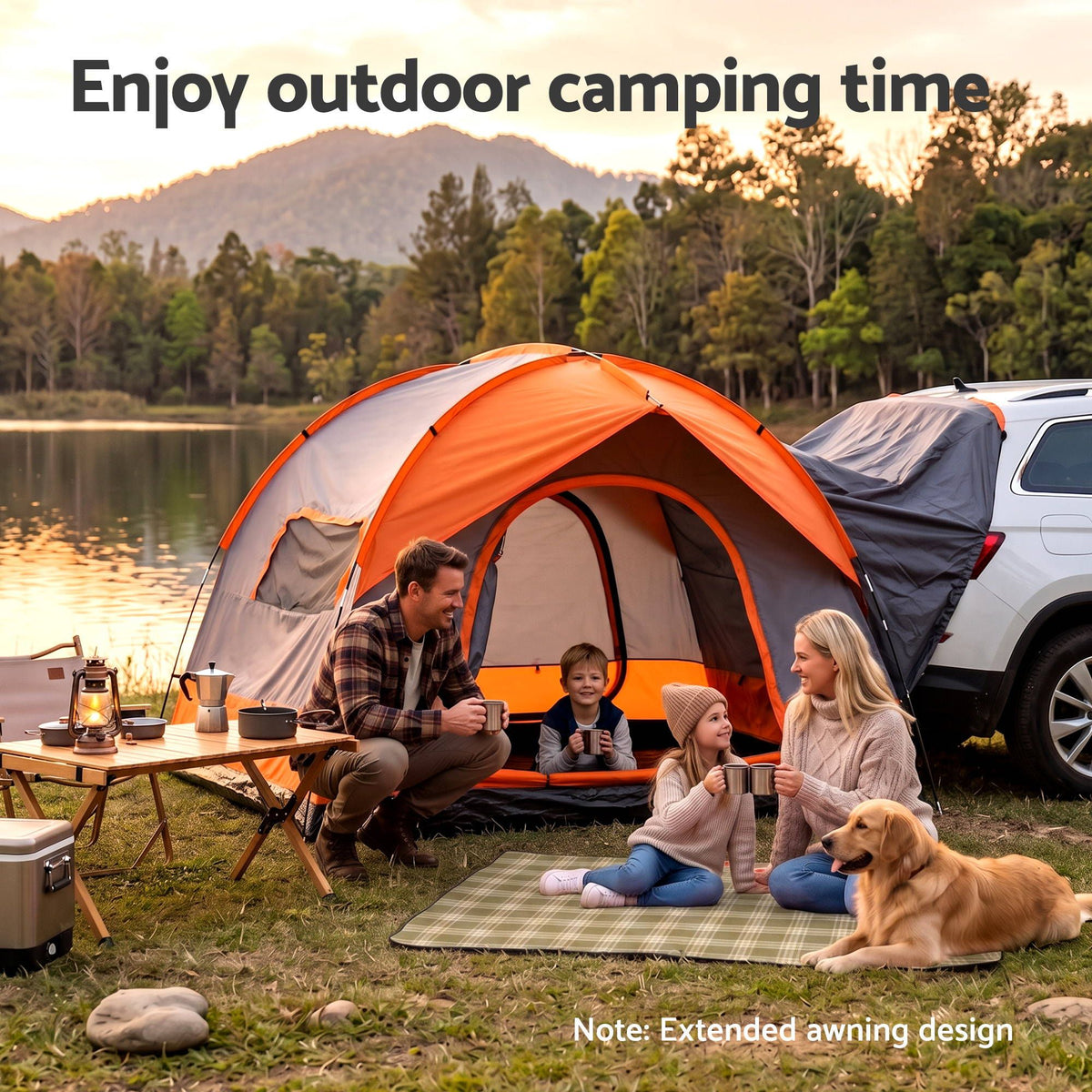 Weisshorn Camping Tent SUV Family Car Tent 6-8 Person 250cm Orange