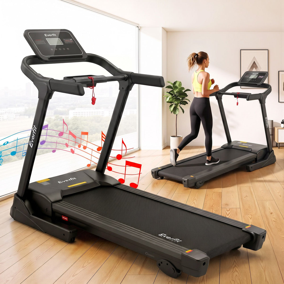 Everfit 3in1 Electric Treadmill with 3-Level Incline for Home Gym Fitness Foldable 460mm Black