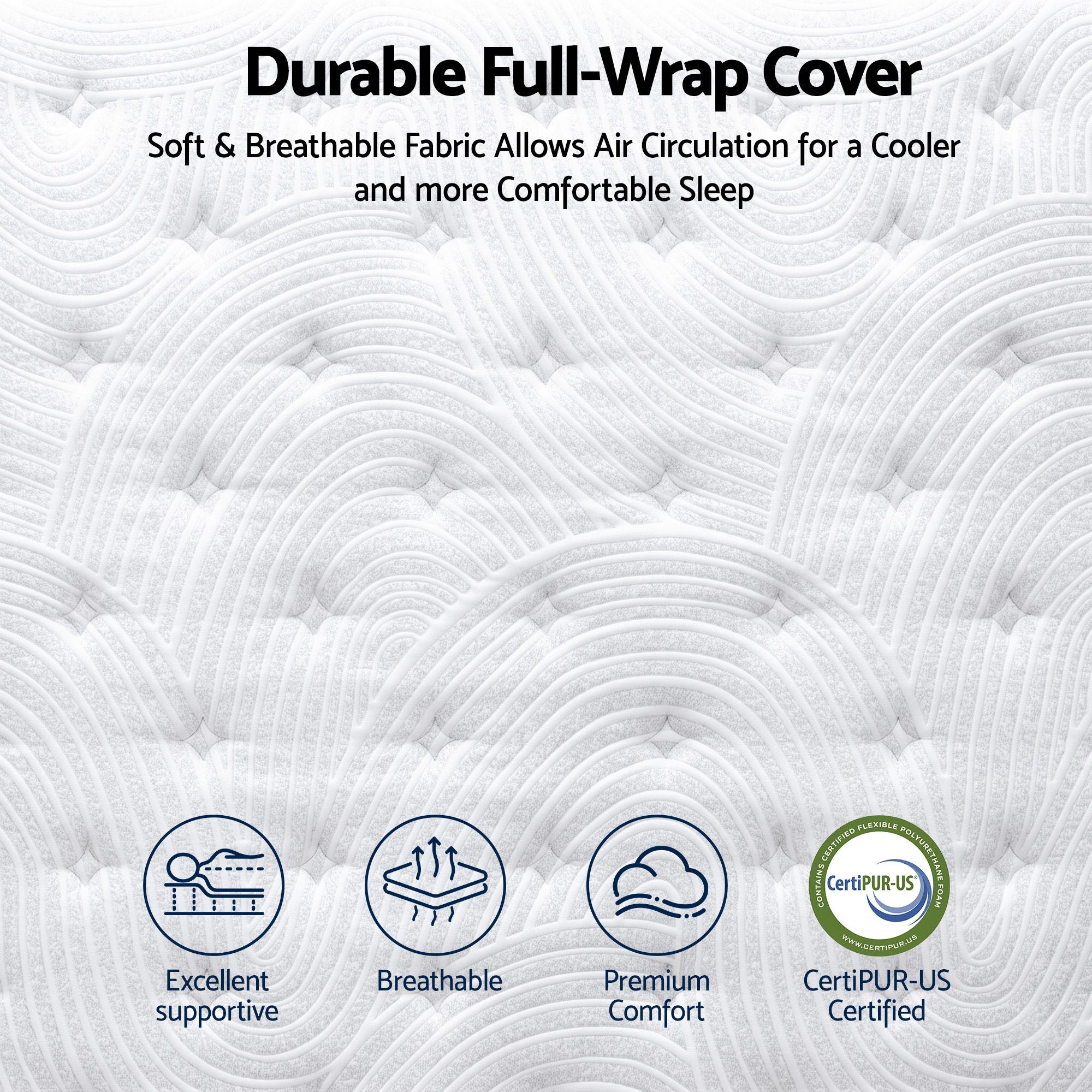 RoomSense Double 34cm Medium Soft Gel Mattress Bundle, Oatmeal Bed Frame